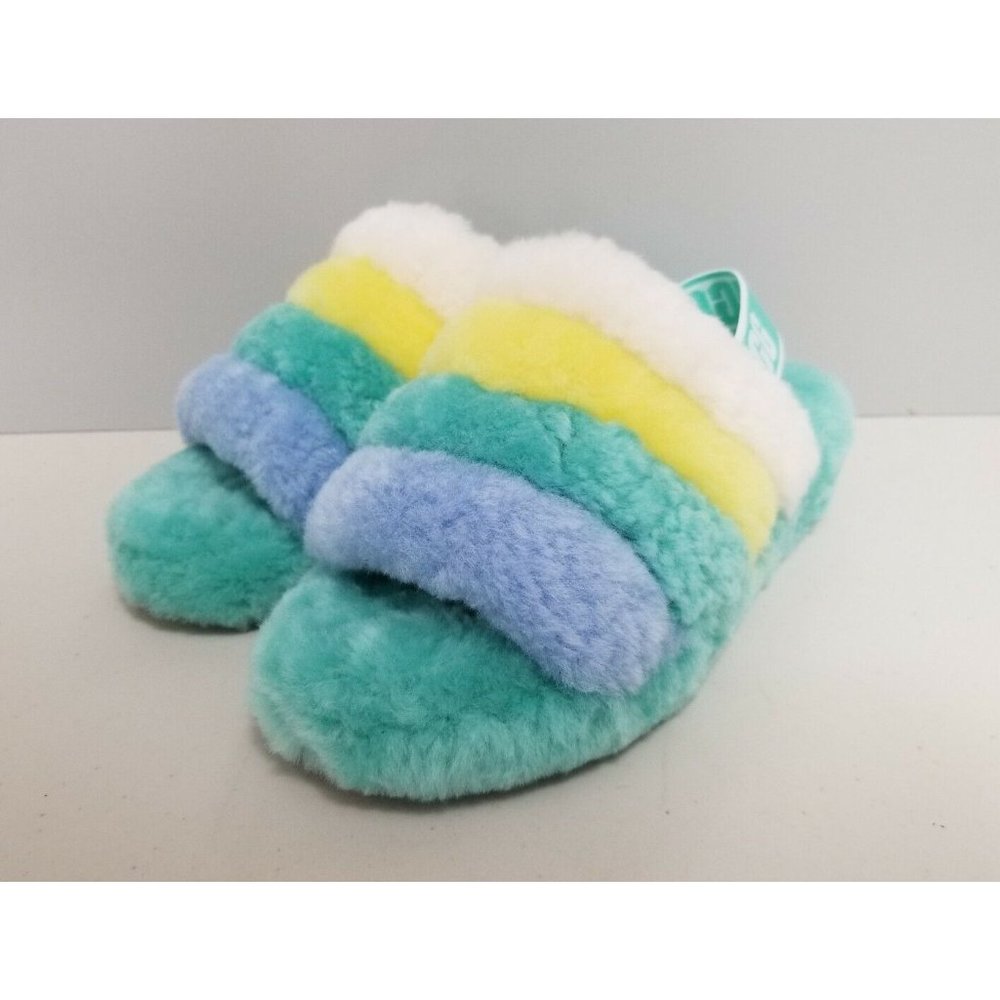 UGG Fluff Yeah Pride Slide Multicolor Green Size 7 38